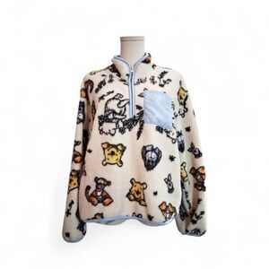 Disney Winnie the Pooh Womens Quarter Zip Fleece Pullover Size Small